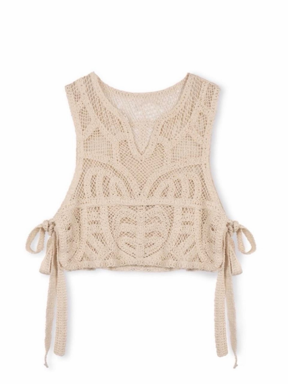 NWT House of Harlow 1960 Beige Crochet Knit Crop Top One Size